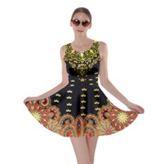 Black Vintage Gold Dashiki African Print Skater Dress by CoolDesigns