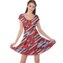 Red Retro Iridescent Pattern Cap Sleeve Dress View1