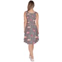 Gray Flamingo Bird Pattern Knee Length Skater Dress With Pockets View4