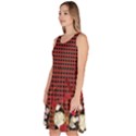 Checkered Red Alice Wonderland Print Knee Length Skater Dress With Pockets View2