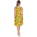 Yellow Cartoon Dinosaur Pattern Knee Length Skater Dress With Pockets View4