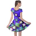 Purple TV Blue Colorful Space with Cute Rocket Cap Sleeve Dress View2