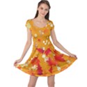 Orange Fall Autumn Leaves Cap Sleeve Dress View1