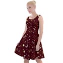 Dark Red Fun Night Sky the Moon and Stars Knee Length Skater Dress View1