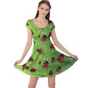 Japanese Green Purple Ladybugs Insect Cap Sleeve Dress View1