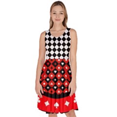 Red Queen Of Hears Costume Knee Length Skater Dress With Pockets by CoolDesigns