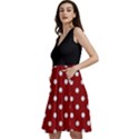 Red Polka Dots Black Sleeveless V-neck skater dress with Pockets View2