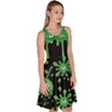 Sea Green Halloween Slime Print Party Knee Length Skater Dress With Pockets View3