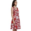 Hawaii Hibiscus Tropical Red & White Sleeveless V-neck skater dress View3