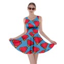 Red Super Heart Steel Blue Skater Dress View1