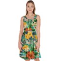 Forest Green Vintage Hawaii Hibiscus Flowers Loose Knee Length Skater Dress With Pockets View1