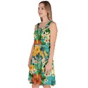 Forest Green Vintage Hawaii Hibiscus Flowers Loose Knee Length Skater Dress With Pockets View2