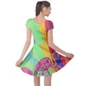 Hand Draw Flamingos Colorful Cap Sleeve Dress View2