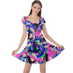 Rick Runaway Blue Colorful Space With Cute Rocket Cap Sleeve Dress by CoolDesigns