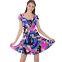 Rick Runaway Blue Colorful Space with Cute Rocket Cap Sleeve Dress View1