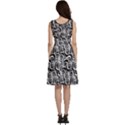 Black White Roses Flowers Sleeveless V-Neck Skater Dress with Pockets View4