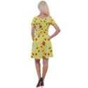 Yellow Strawberries Red Bee White Flowers Pattern Cap Sleeve Velour Dress  View2