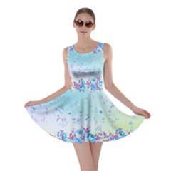 Elegant Floral Flowers Sky Blue Skater Dress by CoolDesigns