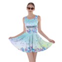 Elegant Floral Flowers Sky Blue Skater Dress View1