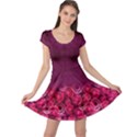 Roses Floral Dark Magenta Cap Sleeve Dress View1