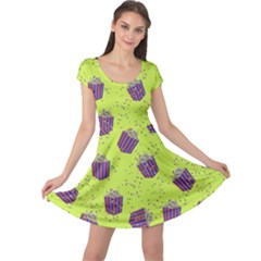 Neon Pop Corn Cap Sleeve Dress by CoolDesigns