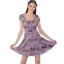 Butterfly Flowers Amethyst Cap Sleeve Dress View1