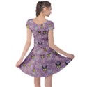 Butterfly Flowers Amethyst Cap Sleeve Dress View2