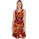 Xmas Dark Red Elegant Christmas Lights Knee Length Skater Dress With Pockets View1