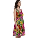 Hawaii Hibiscus Flowers Fuchsia & Orange Sleeveless V-neck skater dress View3