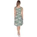 Medium Aquamarine White Horses and Flowers Knee Length Skater Dress With Pockets View4