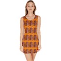 Orange Vintage Peacock Feathers Pattern Bodycon Dress View1