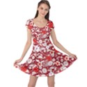 Hawaii Hibiscus Tropical Flowers Floral Leaves Red Cap Sleeve Dress View1