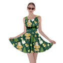 Green Santa Holiday Print Double Sided Skater Dress View1