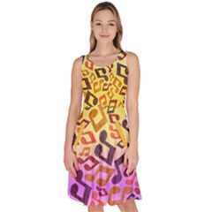 Yellow Music Notes Treble Clef Knee Length Skater Dress With Pockets Clone by CoolDesigns