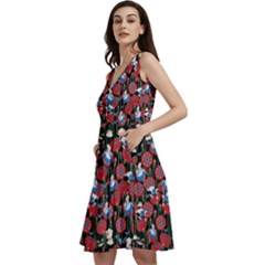 Alice Roses Black & Red Length Skater Dress With Pockets by CoolDesigns