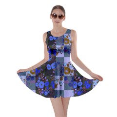 Tile Patchwork Purple Flowers Skater Dress by CoolDesigns