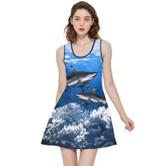 Steel Blue Pattern Sharks Inside Out Reversible Sleeveless Dress Clone by CoolDesigns