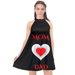 Mom And Dad, Father, Feeling, I Love You, Love Halter Neckline Chiffon Dress  by nateshop