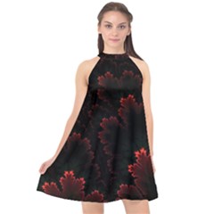 Amoled Red N Black Halter Neckline Chiffon Dress  by nateshop