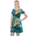 Dolphins Sea Ocean Water Cap Sleeve Velour Dress  View1