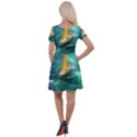 Dolphins Sea Ocean Water Cap Sleeve Velour Dress  View2