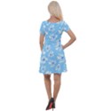 Flowers Pattern Print Floral Cute Cap Sleeve Velour Dress  View2