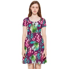 Flowers Pattern Art Texture Floral Inside Out Cap Sleeve Dress by Cemarart