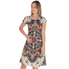 Floral Pattern Flowers Classic Short Sleeve Dress by Grandong