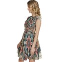 Floral Pattern Flowers Cap Sleeve High Waist Dress View2