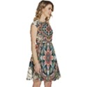 Floral Pattern Flowers Cap Sleeve High Waist Dress View3