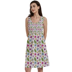 Pattern Flowers Leaves Green Purple Pink Classic Skater Dress by Maspions