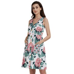 Flowers Hydrangeas Sleeveless Dress With Pocket by Maspions