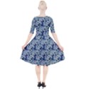 Blue Roses Quarter Sleeve A-Line Dress View2