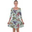 Berries Flowers Pattern Print Quarter Sleeve Skater Dress View1